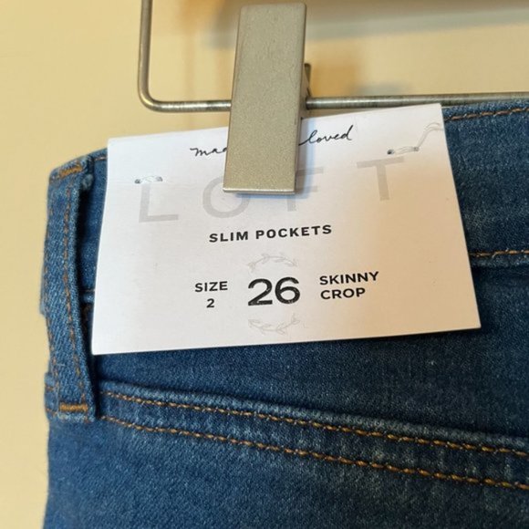 NWT LOFT Skinny Crop, Slim Pocket Jeans, 26" Inseam, Size 2 - Picture 6 of 10